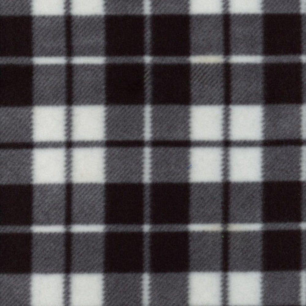Blizzard Fleece Fabric Black & White Plaid